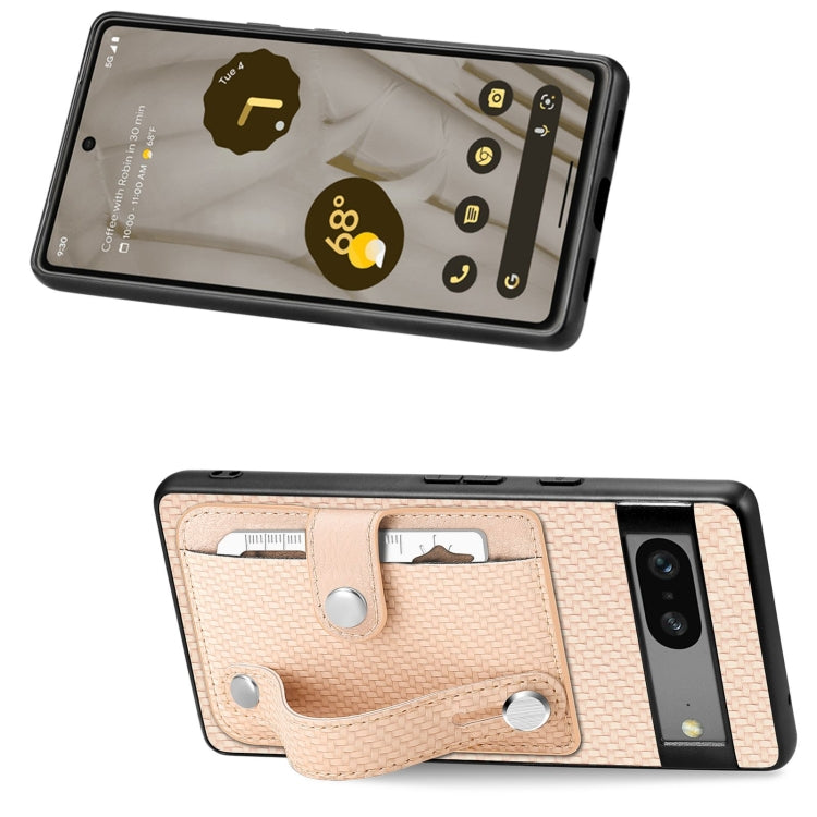 For Google Pixel 7A Wristband Kickstand Card Wallet Back Cover Phone Case with Tool Knife