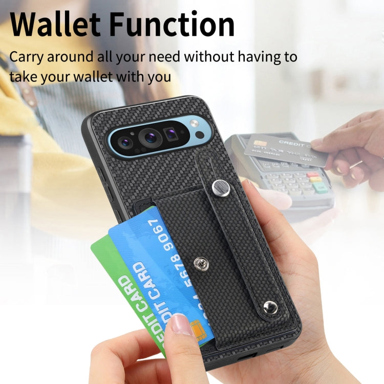 For Google Pixel 9 Wristband Kickstand Card Wallet Back Cover Phone Case with Tool Knife