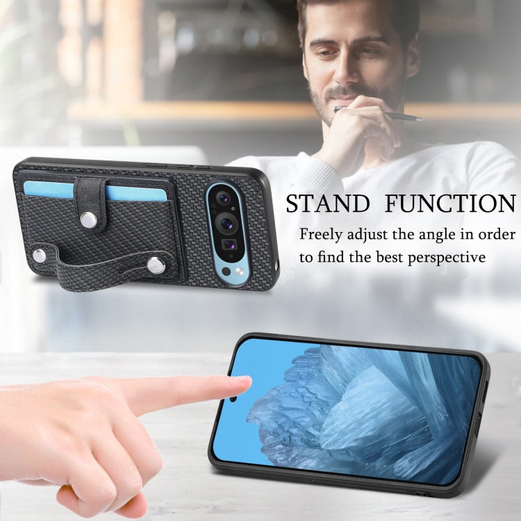 For Google Pixel 9 Wristband Kickstand Card Wallet Back Cover Phone Case with Tool Knife