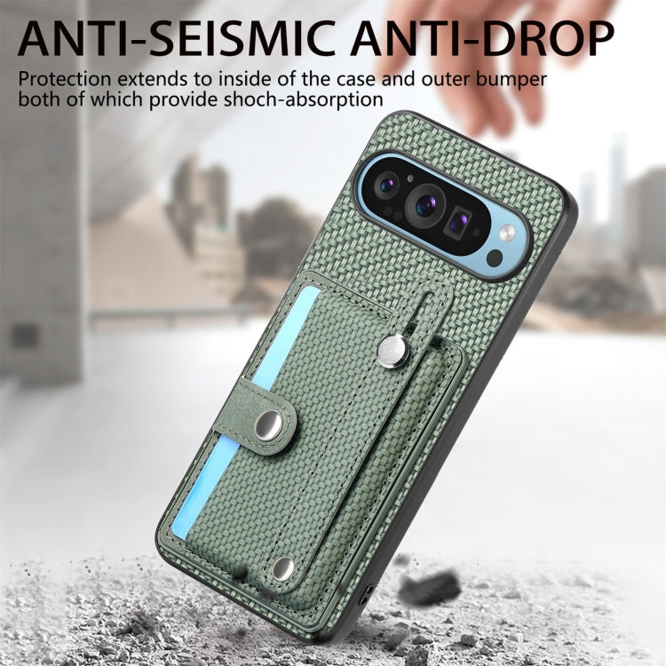 For Google Pixel 9 Wristband Kickstand Card Wallet Back Cover Phone Case with Tool Knife