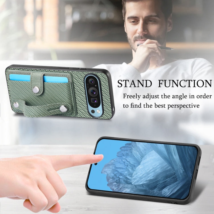 For Google Pixel 9 Wristband Kickstand Card Wallet Back Cover Phone Case with Tool Knife