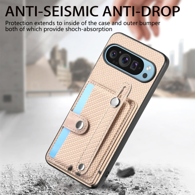 For Google Pixel 9 Wristband Kickstand Card Wallet Back Cover Phone Case with Tool Knife
