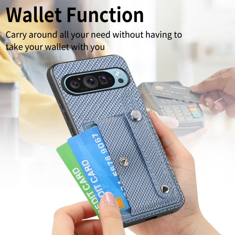 For Google Pixel 9 Pro Wristband Kickstand Card Wallet Back Cover Phone Case with Tool Knife
