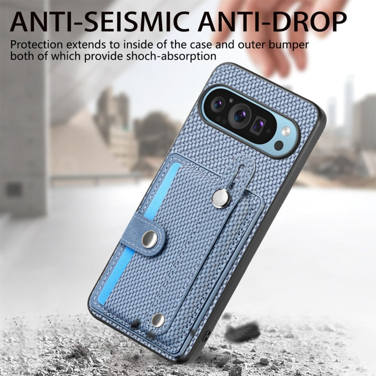 For Google Pixel 9 Pro Wristband Kickstand Card Wallet Back Cover Phone Case with Tool Knife