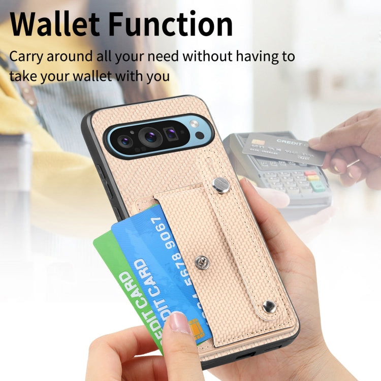For Google Pixel 9 Pro Wristband Kickstand Card Wallet Back Cover Phone Case with Tool Knife
