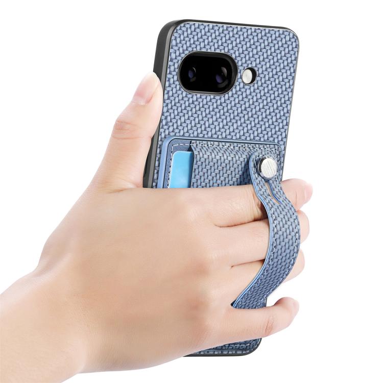 For Google Pixel 9a Wristband Kickstand Card Wallet Back Cover Phone Case with Tool Knife