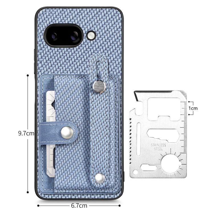 For Google Pixel 9a Wristband Kickstand Card Wallet Back Cover Phone Case with Tool Knife