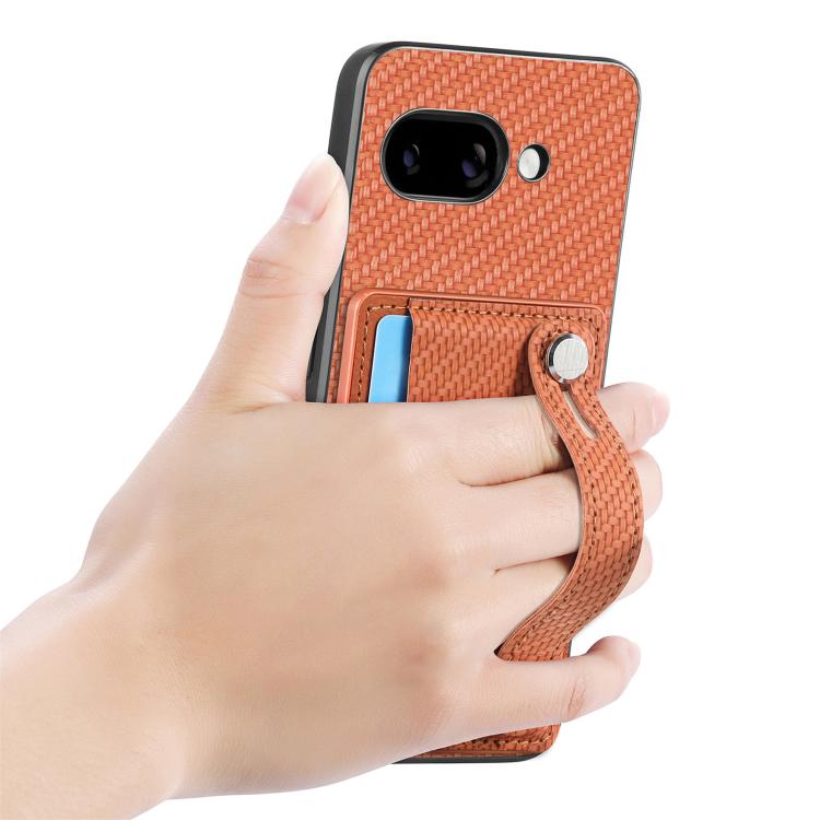 For Google Pixel 9a Wristband Kickstand Card Wallet Back Cover Phone Case with Tool Knife