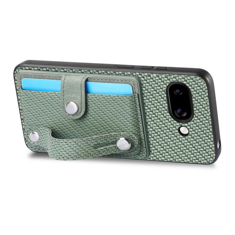 For Google Pixel 9a Wristband Kickstand Card Wallet Back Cover Phone Case with Tool Knife