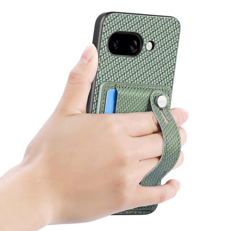 For Google Pixel 9a Wristband Kickstand Card Wallet Back Cover Phone Case with Tool Knife