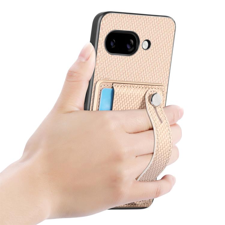For Google Pixel 9a Wristband Kickstand Card Wallet Back Cover Phone Case with Tool Knife
