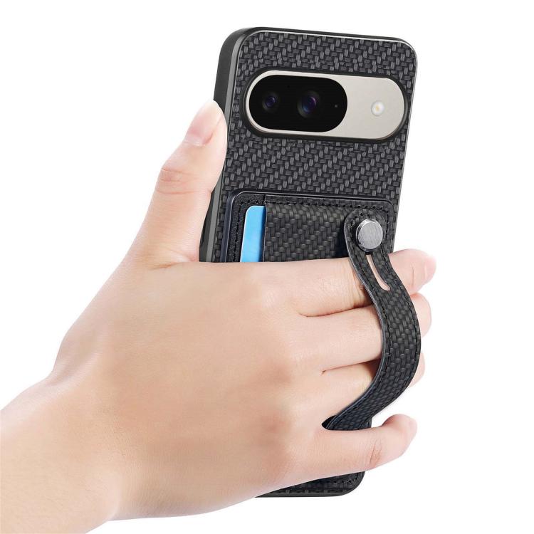 For Google Pixel 9 Pro XL Wristband Kickstand Card Wallet Back Cover Phone Case with Tool Knife