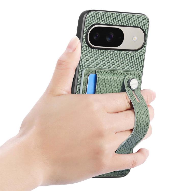 For Google Pixel 9 Pro XL Wristband Kickstand Card Wallet Back Cover Phone Case with Tool Knife
