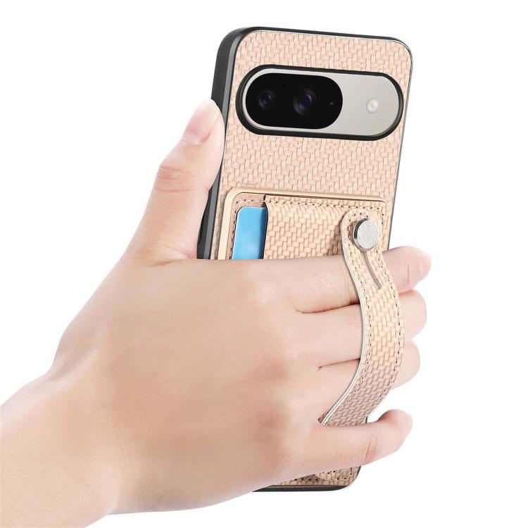 For Google Pixel 9 Pro XL Wristband Kickstand Card Wallet Back Cover Phone Case with Tool Knife