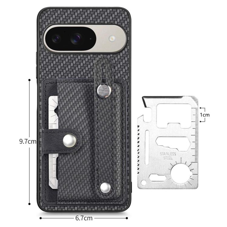 For Google Pixel 10 / 10 Pro Wristband Kickstand Card Wallet Back Cover Phone Case with Tool Knife