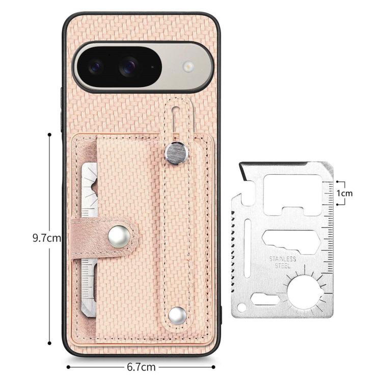 For Google Pixel 10 / 10 Pro Wristband Kickstand Card Wallet Back Cover Phone Case with Tool Knife