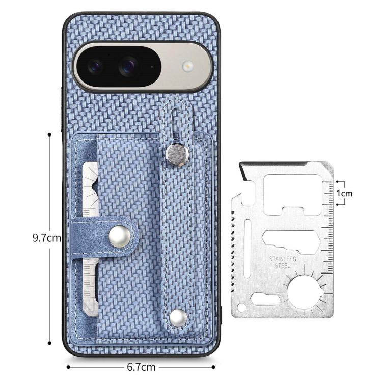 For Google Pixel 10 Pro XL Wristband Kickstand Card Wallet Back Cover Phone Case with Tool Knife