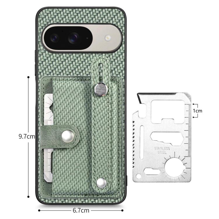 For Google Pixel 10 Pro XL Wristband Kickstand Card Wallet Back Cover Phone Case with Tool Knife