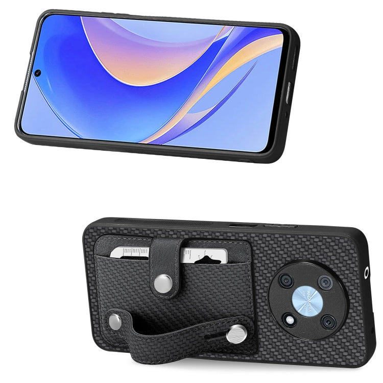For Huawei Nova Y90 Wristband Kickstand Card Wallet Back Cover Phone Case with Tool Knife