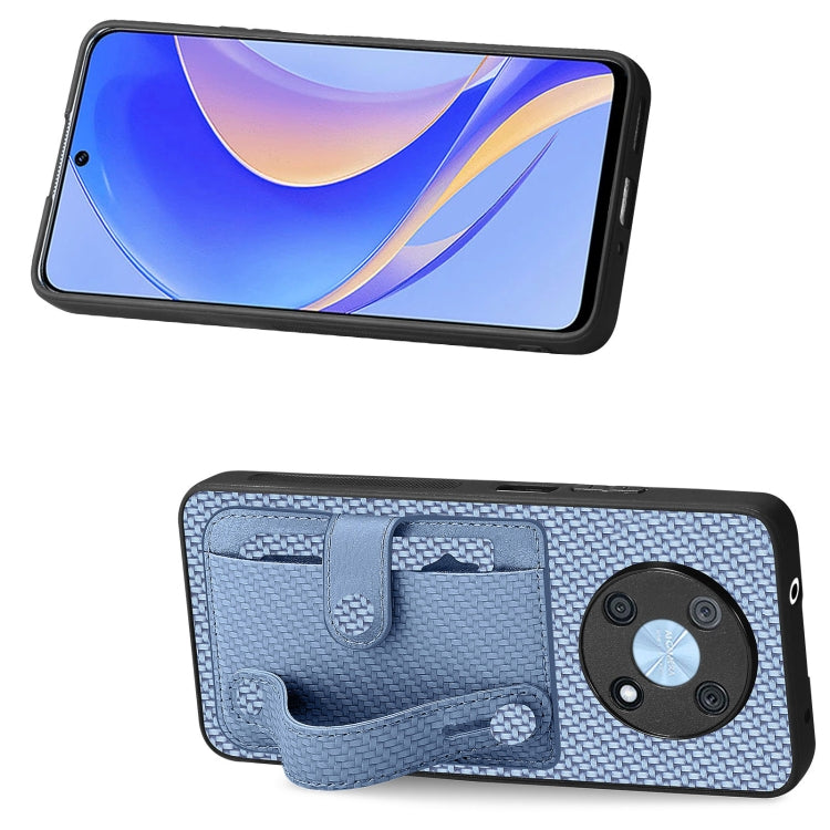 For Huawei Nova Y90 Wristband Kickstand Card Wallet Back Cover Phone Case with Tool Knife