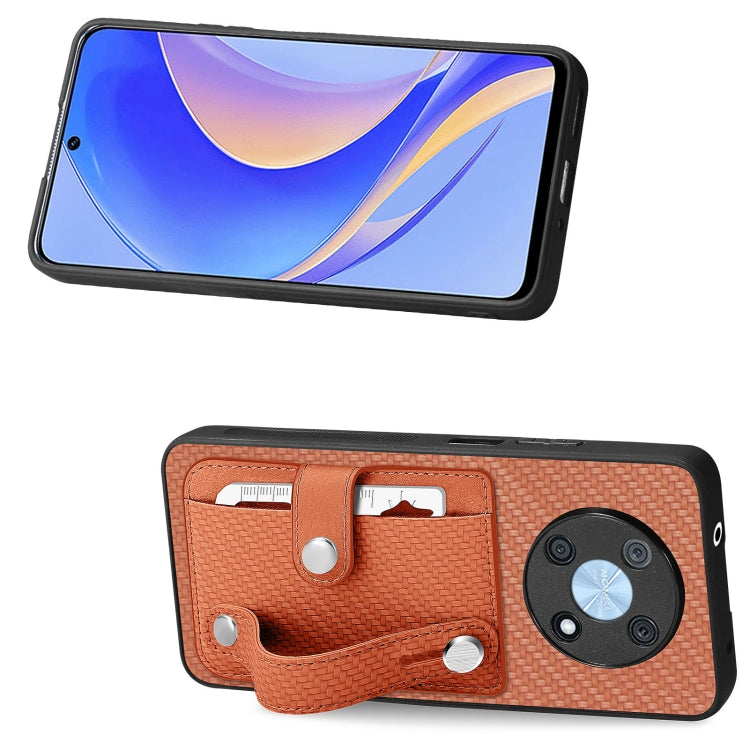 For Huawei Nova Y90 Wristband Kickstand Card Wallet Back Cover Phone Case with Tool Knife