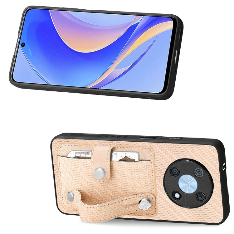For Huawei Nova Y90 Wristband Kickstand Card Wallet Back Cover Phone Case with Tool Knife