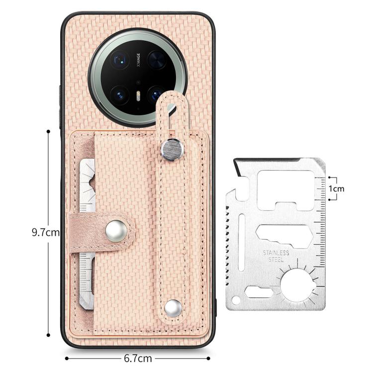 For Huawei Mate 70 Pro Wristband Kickstand Card Wallet Back Cover Phone Case with Tool Knife
