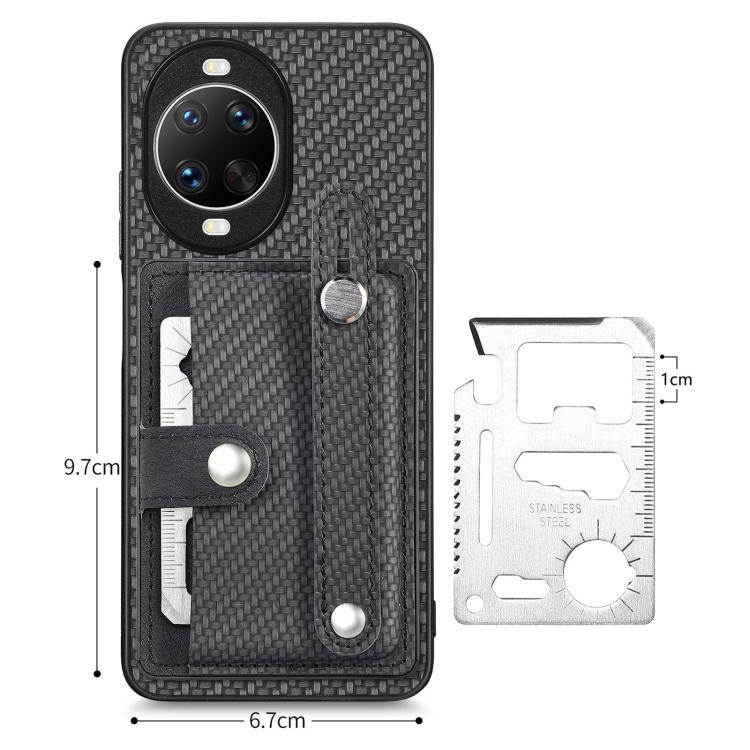 For Huawei nova 14 Wristband Kickstand Card Wallet Back Cover Phone Case with Tool Knife