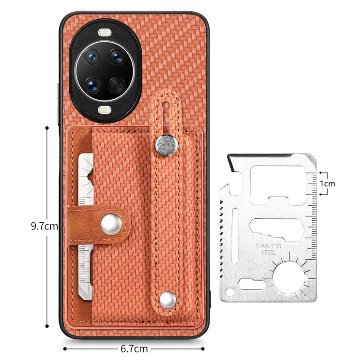 For Huawei nova 14 Wristband Kickstand Card Wallet Back Cover Phone Case with Tool Knife