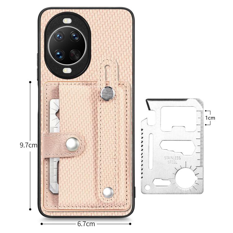 For Huawei nova 14 Wristband Kickstand Card Wallet Back Cover Phone Case with Tool Knife