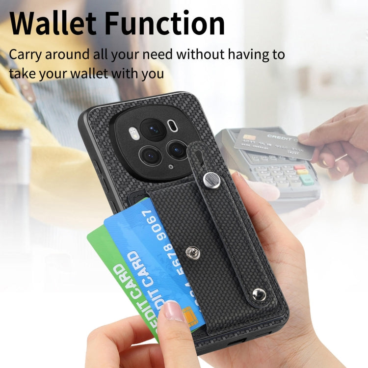 For Honor Magic6 Pro 5G Wristband Kickstand Card Wallet Back Cover Phone Case with Tool Knife
