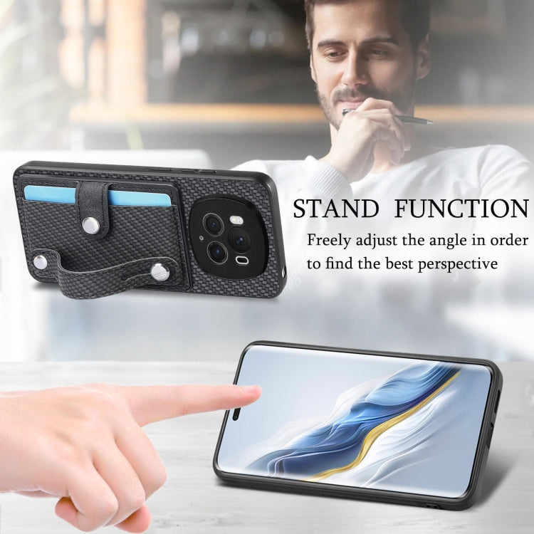 For Honor Magic6 Pro 5G Wristband Kickstand Card Wallet Back Cover Phone Case with Tool Knife