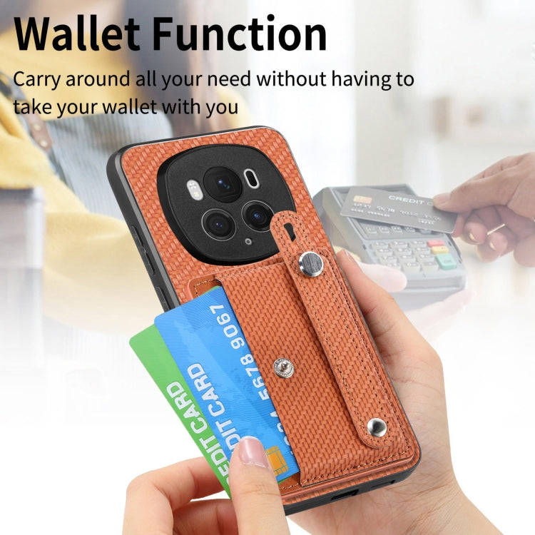 For Honor Magic6 Pro 5G Wristband Kickstand Card Wallet Back Cover Phone Case with Tool Knife