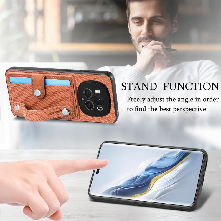 For Honor Magic6 Pro 5G Wristband Kickstand Card Wallet Back Cover Phone Case with Tool Knife