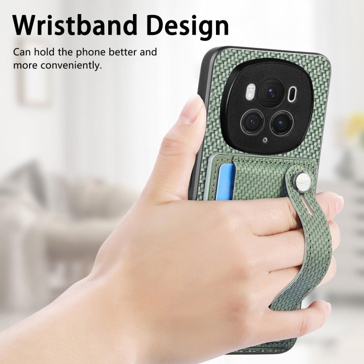For Honor Magic6 Pro 5G Wristband Kickstand Card Wallet Back Cover Phone Case with Tool Knife