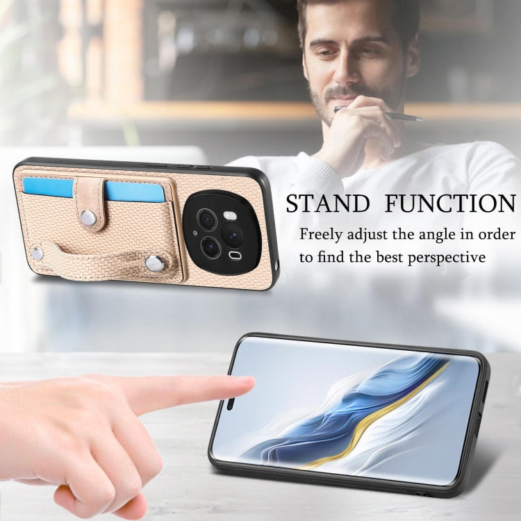 For Honor Magic6 Pro 5G Wristband Kickstand Card Wallet Back Cover Phone Case with Tool Knife