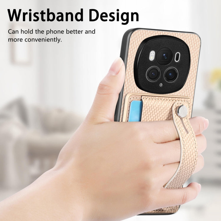 For Honor Magic6 Pro 5G Wristband Kickstand Card Wallet Back Cover Phone Case with Tool Knife