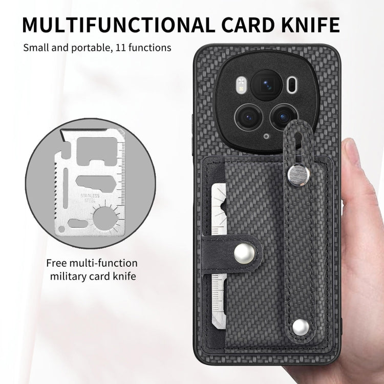 For Honor Magic 6 5G Wristband Kickstand Card Wallet Back Cover Phone Case with Tool Knife