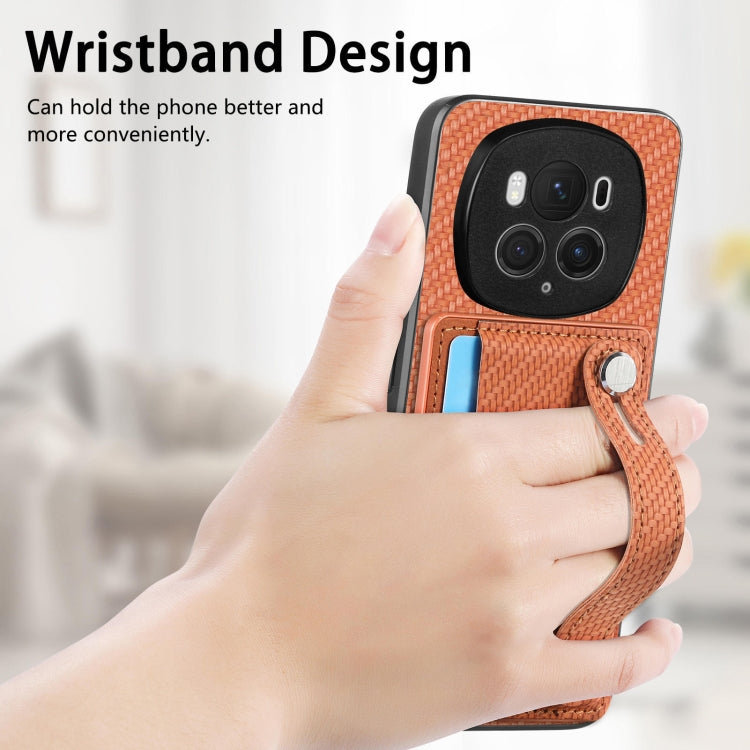 For Honor Magic 6 5G Wristband Kickstand Card Wallet Back Cover Phone Case with Tool Knife