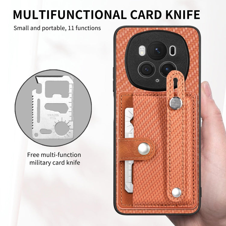 For Honor Magic 6 5G Wristband Kickstand Card Wallet Back Cover Phone Case with Tool Knife