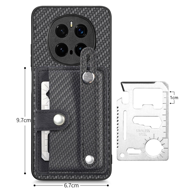 For Honor Magic7 Pro Wristband Kickstand Card Wallet Back Cover Phone Case with Tool Knife
