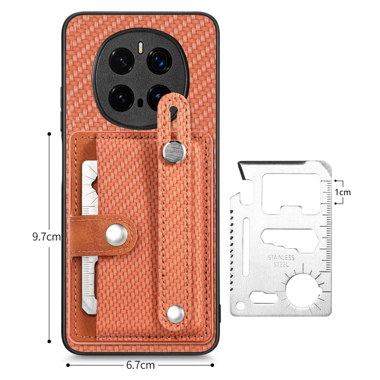 For Honor Magic7 Pro Wristband Kickstand Card Wallet Back Cover Phone Case with Tool Knife