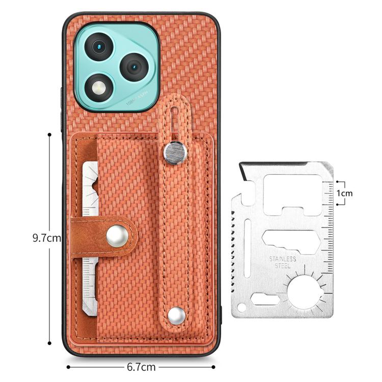 For Honor 400 Lite Global Wristband Kickstand Card Wallet Back Cover Phone Case with Tool Knife