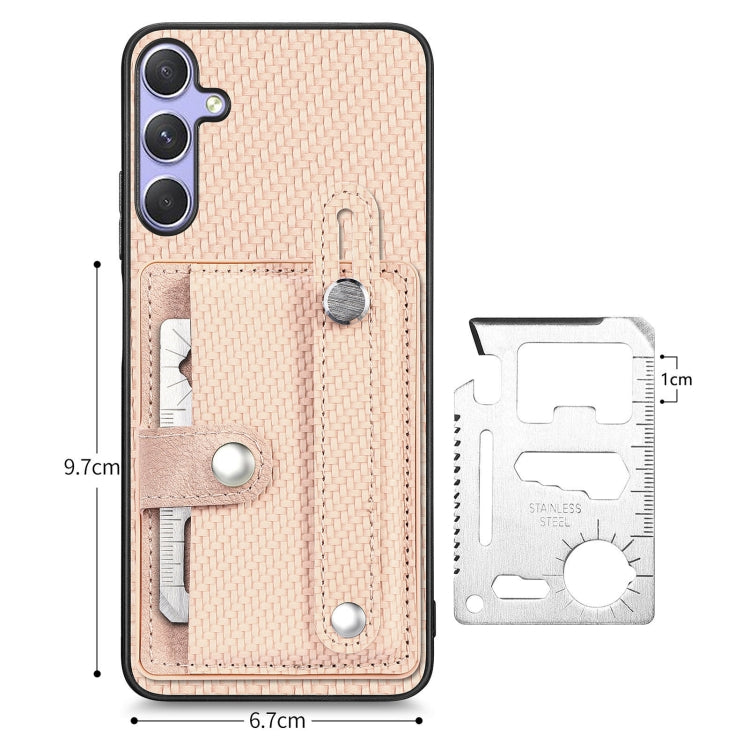 For Samsung Galaxy S25 5G Wristband Kickstand Wallet Back Phone Case with Tool Knife