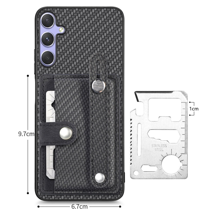 For Samsung Galaxy S25+ 5G Wristband Kickstand Wallet Back Phone Case with Tool Knife