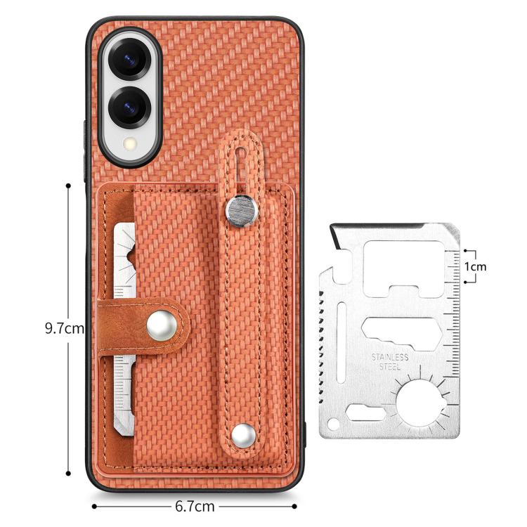 For Samsung Galaxy S25 Edge 5G Wristband Kickstand Wallet Back Phone Case with Tool Knife