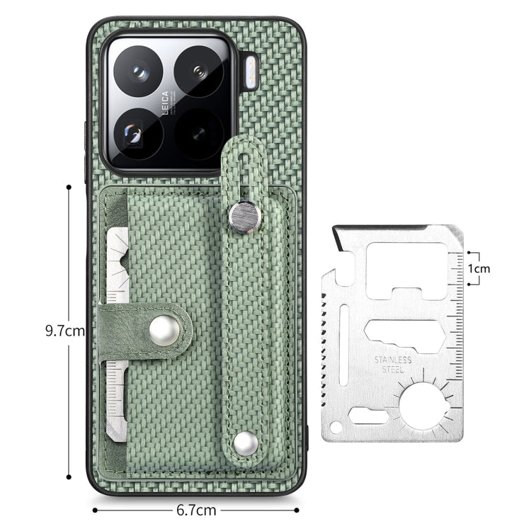For Xiaomi 15 Wristband Kickstand Card Wallet Back Phone Case with Tool Knife