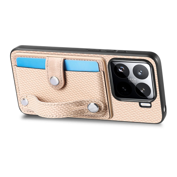 For Xiaomi 15 Wristband Kickstand Card Wallet Back Phone Case with Tool Knife