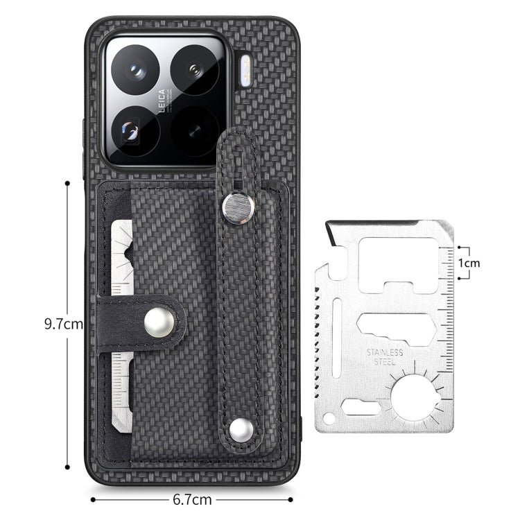 For Xiaomi 15 Pro Wristband Kickstand Card Wallet Back Phone Case with Tool Knife