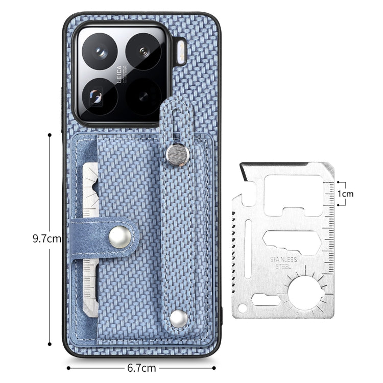 For Xiaomi 15 Pro Wristband Kickstand Card Wallet Back Phone Case with Tool Knife